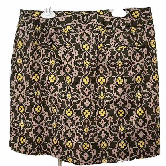 Lizgolf Athletic Skort Floral Sportswear Womens Sz 8 Olive Green Trimmed Lined - Picture 3 of 6